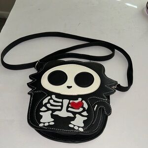 Playful Skeleton Crossbody Bag in Black and White